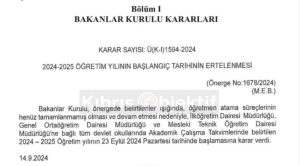 Bakanlar Kurulu okulların 23 Eylül’de açılmasına karar verdi